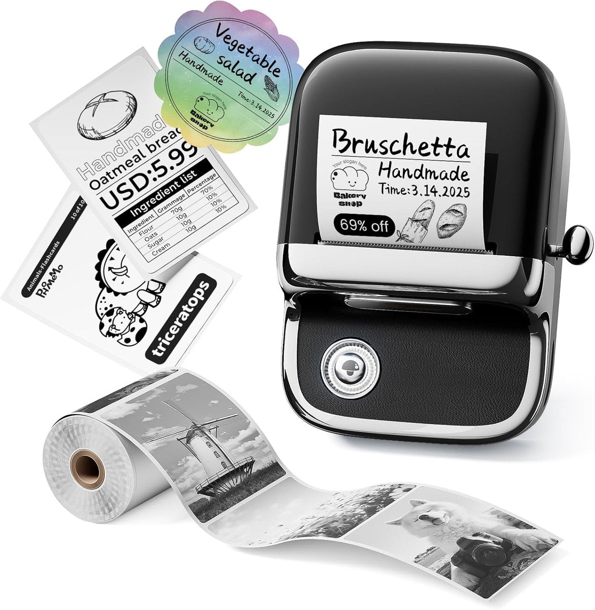 Phomemo m150 – Bluetooth-Etikettendrucker – Thermo-Minidrucker – tragbarer Etikettendrucker – 203 dpi – für Organisation und kreative Etiketten – Schwarz