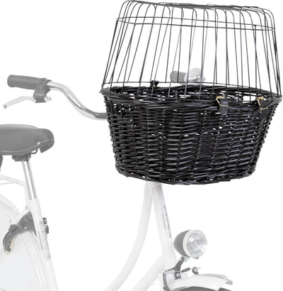 Trixie Willows Fahrradkorb vor Schwarz mit Kissen und Kapuze
