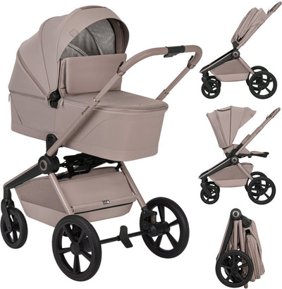 Lionelo Freya 2in1 Kinderwagen – Kinderwagen mit Babywanne – von der Geburt bis 22 kg – Premium-Buggy – PU-Räder mit Federung – nach vorne gerichteter Sitz – UPF50+-Verdeck – komplettes Zubehörsystem