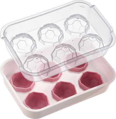 Westmark Kristall-Eiswürfelbereiter – Eiswürfelform mit Deckel, zur Herstellung von 6 großen, runden Eiswürfeln, transparent rot weiß – Kunststoff, BPA-frei