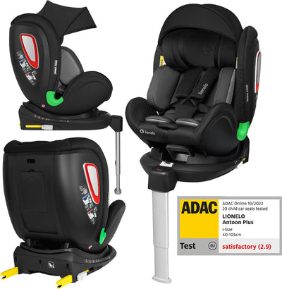 Lionelo – Antoon Plus – Autositz – ADAC-Sicherheitszertifikat – Isofix – 360-Grad-Drehung – 0 – 18 kg