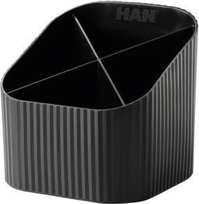 Han Stiftetui – re-x-loop – 4 Fächer – Schwarz – 100 % recyceltes Material – ha-17238-913