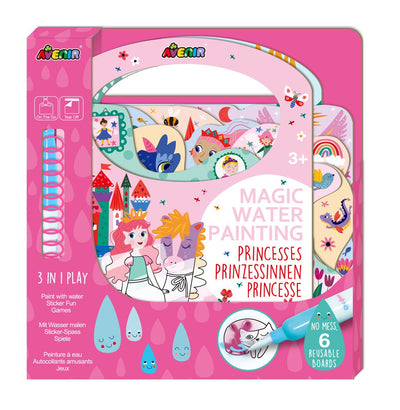 Avenir Magisches Wassergemälde: Buchprinzessin, 6 wiederverwendbare Seiten mit 3-in-1-Spiel, 3+