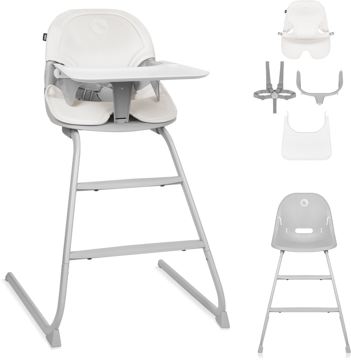 Lionelo Dalia 2in1 – Hochstuhl – von 6 Monaten bis 60 kg – stabiles Gestell – leicht – 3,5 kg – Tragegriff – traditioneller Hochstuhl