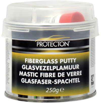 Protecton Glasfaserspachtelmasse – zum Ausbessern größerer Dellen, Löcher und Risse – haftet auf Metall, Holz, Beton, Kunststoff – beständig gegen Chemikalien und Witterungseinflüsse – inkl. Tube Härter - 250gr