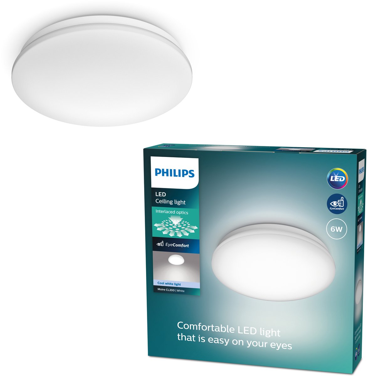 Philips LED Philips Moire Deckenleuchte – kaltweißes Licht – klein