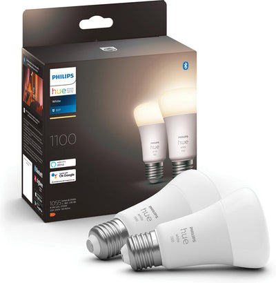 Philips Hue Standardlampe E27-Lichtquelle – weiches weißes Licht – 2er-Pack – 1100 lm – Bluetooth