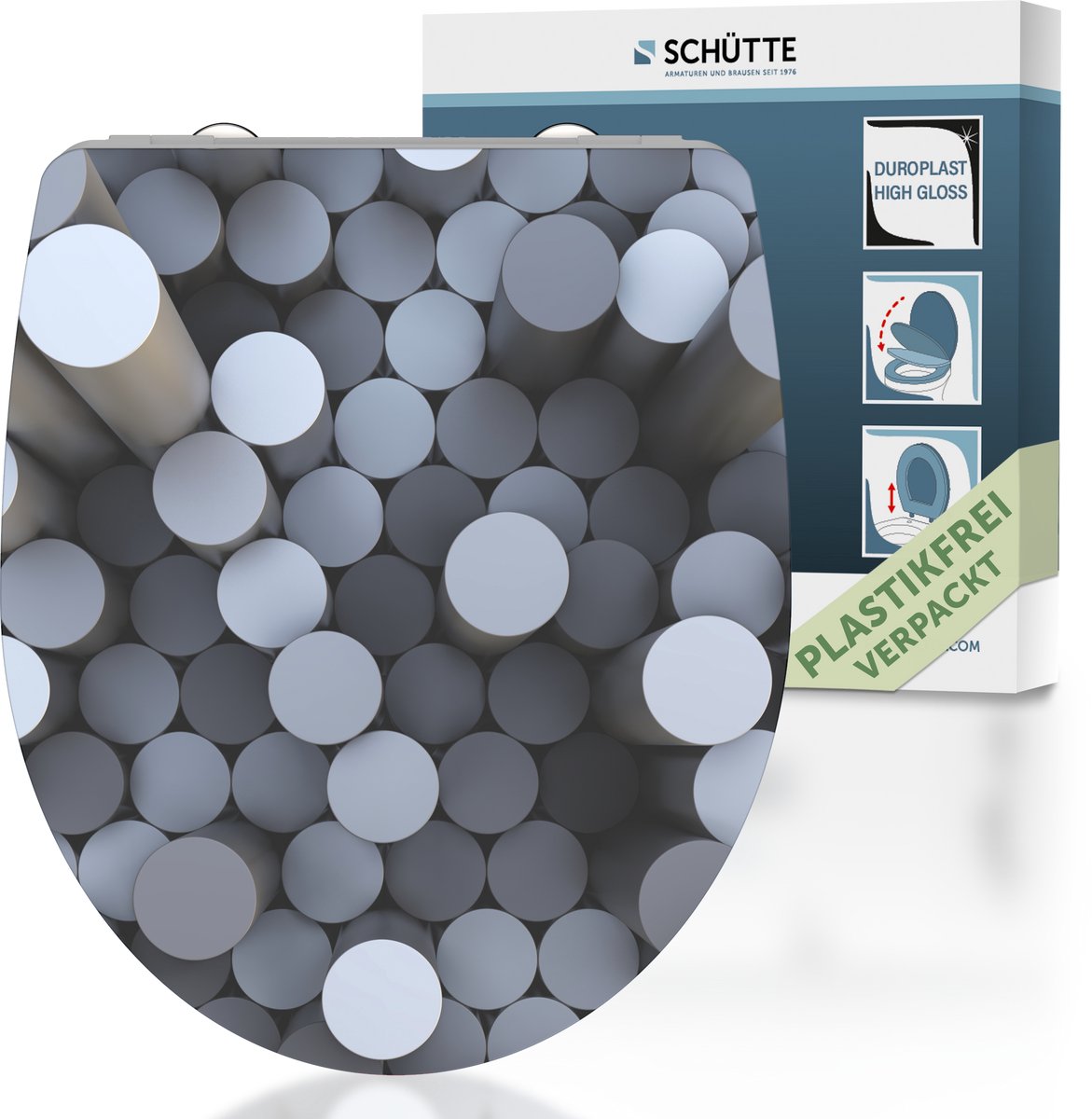 Schütte Schütte Toilettensitz mit weicher Kurzabnahme mit hohem Glanz rund-Dips