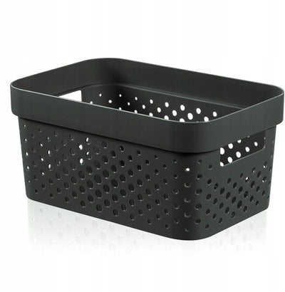 Curver | Korb Infinity Dots XS 1,4 l recycelt, Anthrazitgrau, 100 % recyceltes Material, 17 x 12,6 x 8,4 cm
