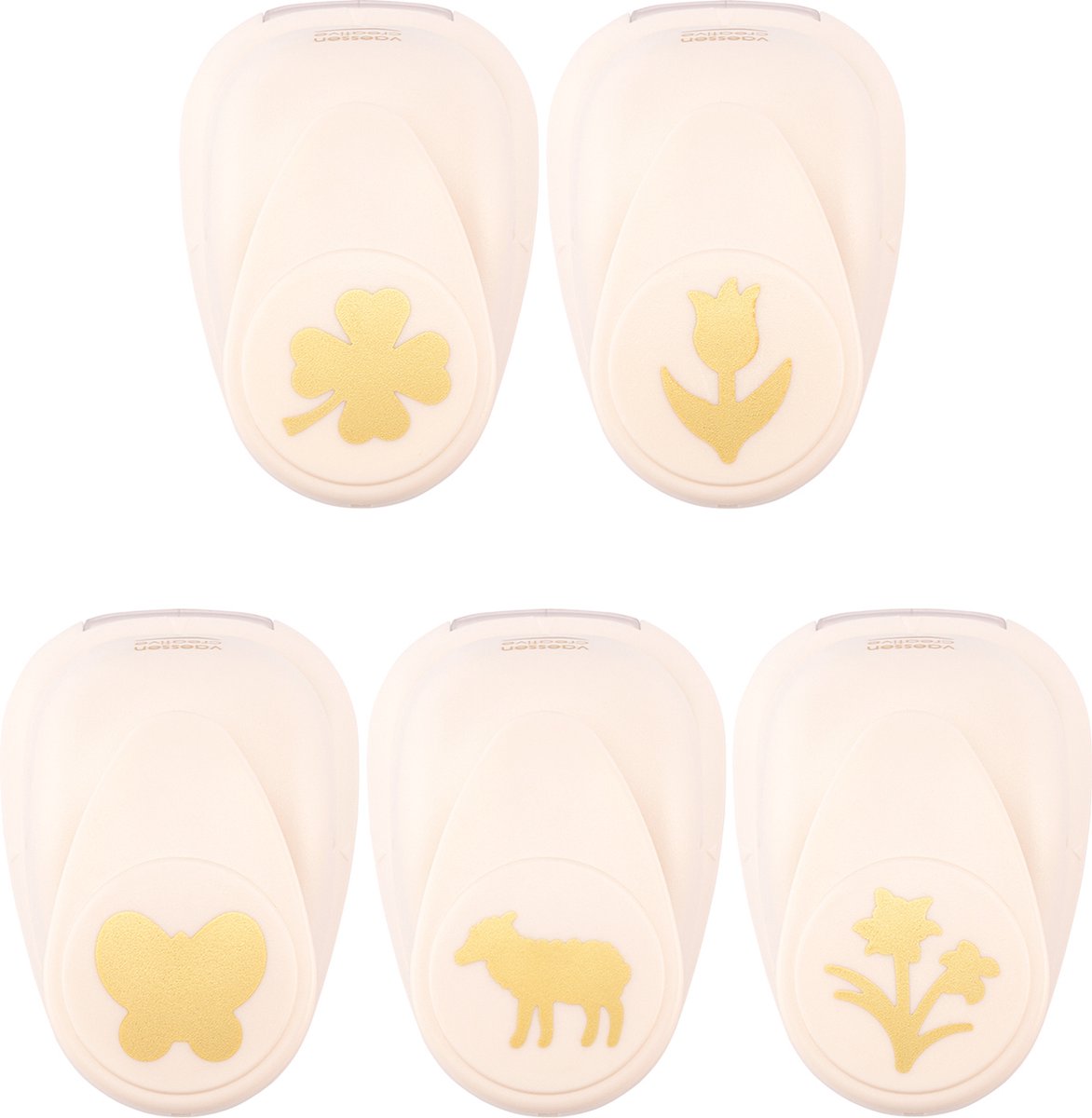Vaessen Creative Stanzset - Figurenstanzer - Feder - 5-tlg. - 1,8 bis 2,5 cm