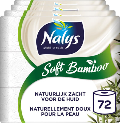 Nalys weiches Bambus-Toilettenpapier – 72 Rollen – weiß (3-lagig) – Vorteilspack – Papierverpackung