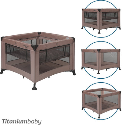 Titanium Baby Titanium Baby faltbares Laufgitter Smart Mason mit Erhöhung 100x100 cm Taupe inklusive Tragetasche