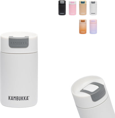 Kambukka Olympus Thermobecher 300 ml – Kaffeebecher to go – leicht zu reinigen – auslaufsicherer Kaffeebecher aus Edelstahl – Teebecher – Reisebecher – weiß