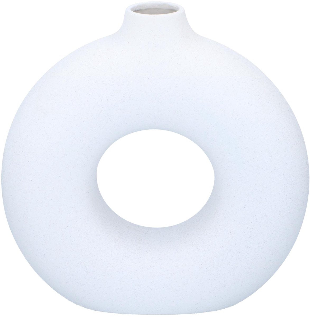 Arti casa dekorative Vase rund mit offener Mitte – weiße Vase für die Innendekoration – moderne Vase für Blumen oder Accessoires – 31 x 10,5 x 31 cm – weiß