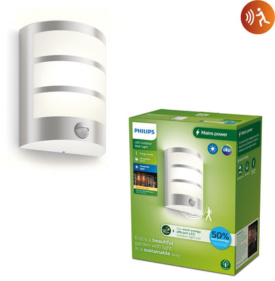Philips LED Philips Python Wandleuchte – ultraeffizient – Edelstahl – mit Sensor – 3,8 W