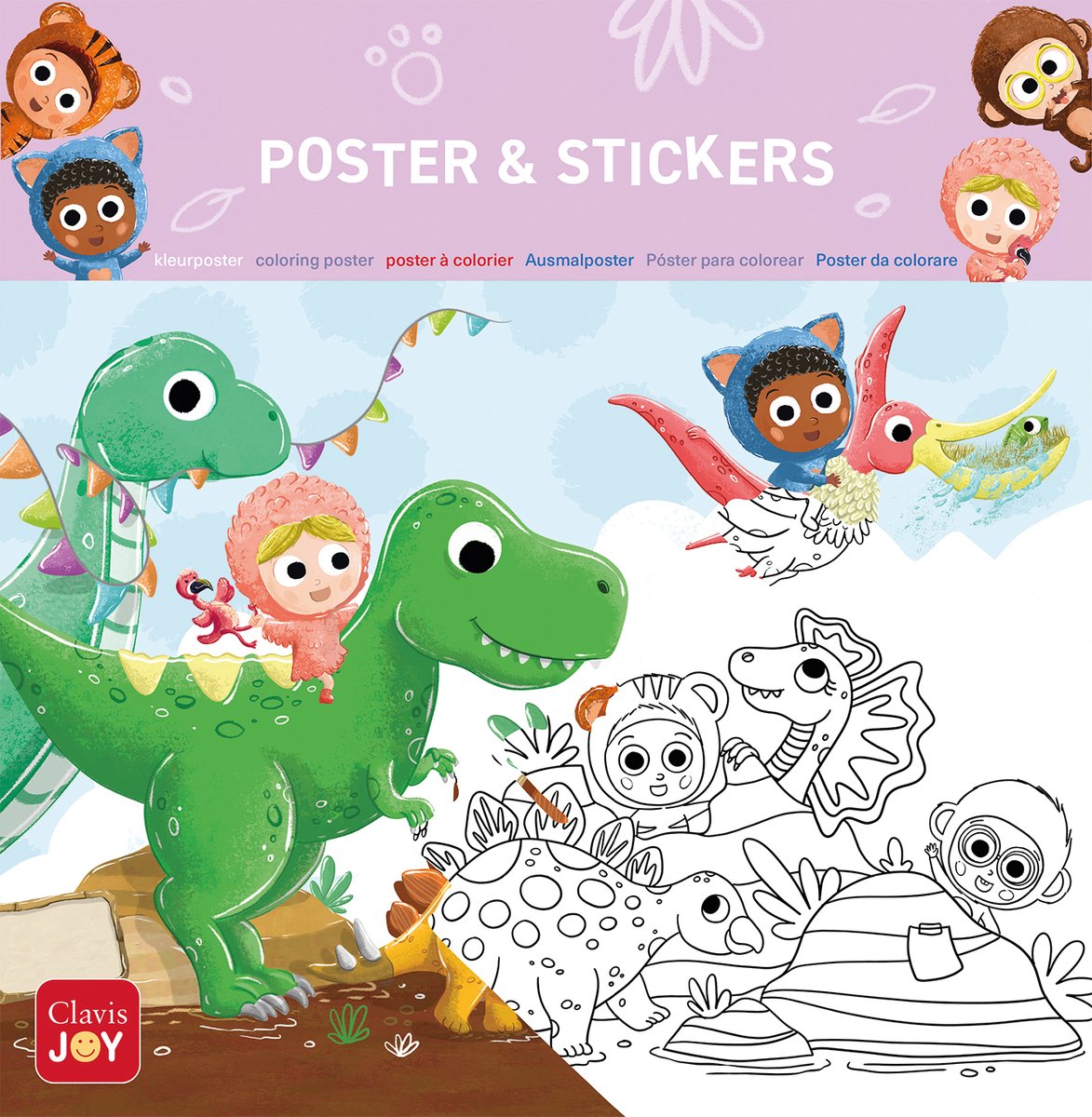 Clavis Joy Poster zum Ausmalen von Tieren. Dinosaurier
