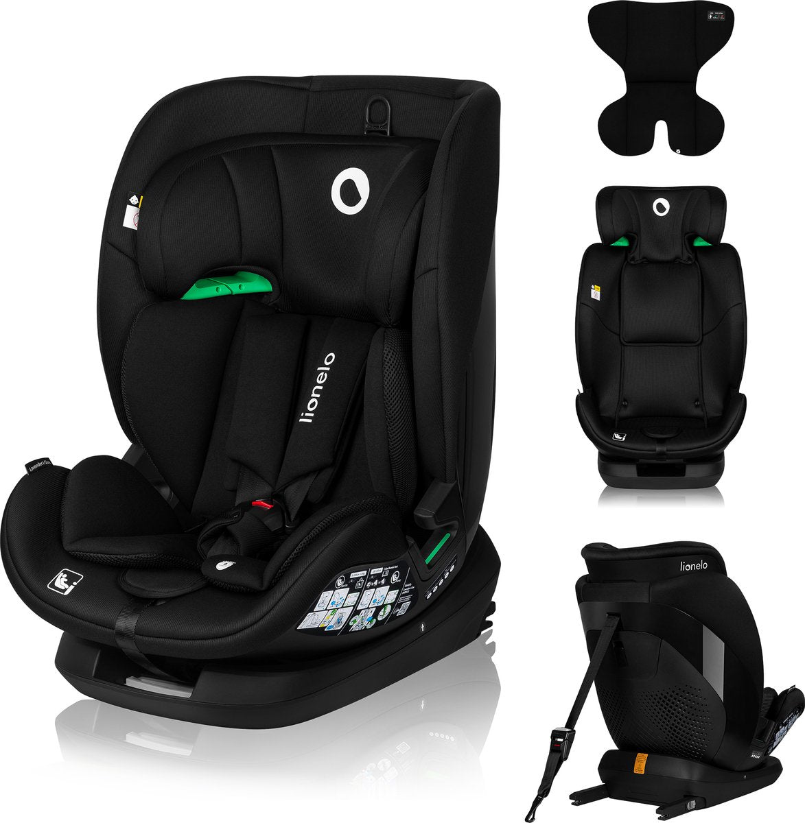 Lionelo Lavendel i-Size Babyautositz – 9 bis 36 kg (1,5–12 Jahre Gruppe 1 2 3 76–150 cm) – Autositz mit Isofix – hoher verstärkter Seitenschutz – Belüftung – Stahlverstärkung – Einbauanzeigen – 5 Liegepositionen, verstellbare Kopfstütze