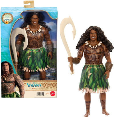 Disney-Vaiana-Maui-Puppe mit Outfit zum An- und Ausziehen und 4 Accessoires – inspiriert von einem Realfilm