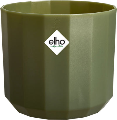 Elho Facette rund 23 cm – Blumentopf für den Innenbereich – 100 % recycelter Kunststoff – ø 22,7 x H 20,4 cm – Waldgrün