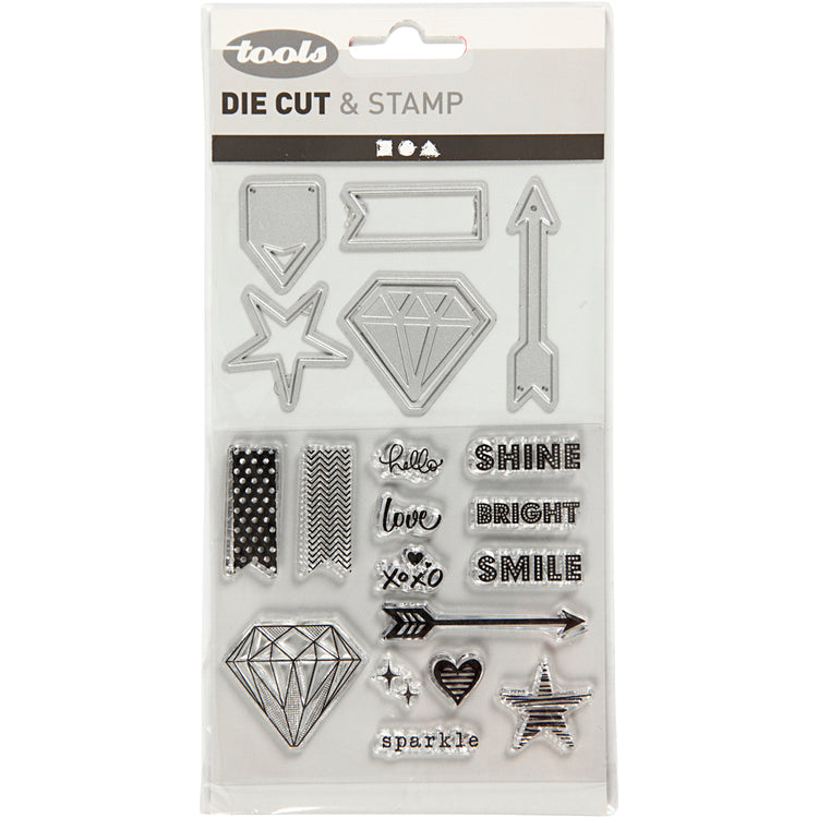 Creativ Firmenstempel, Prägefolder und Stanzformen, Wörter und Zeichen, Größe 1,5-6 cm, 1 Box