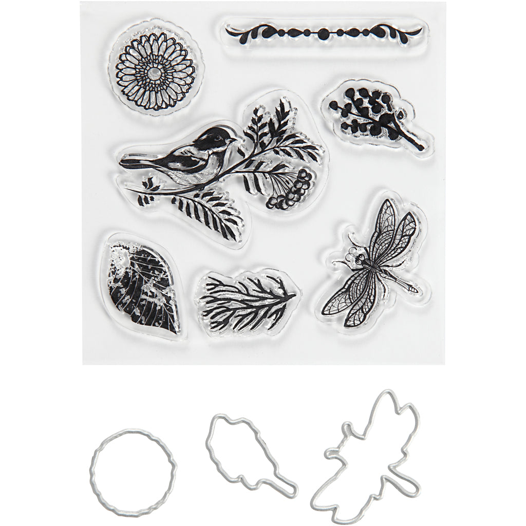 Creativ Company Stempel und Stanzformen, Tiere und Grün, Größe 2,5-6 cm, 1 Box