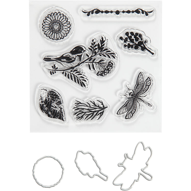 Creativ Company Stempel und Stanzformen, Tiere und Grün, Größe 2,5-6 cm, 1 Box