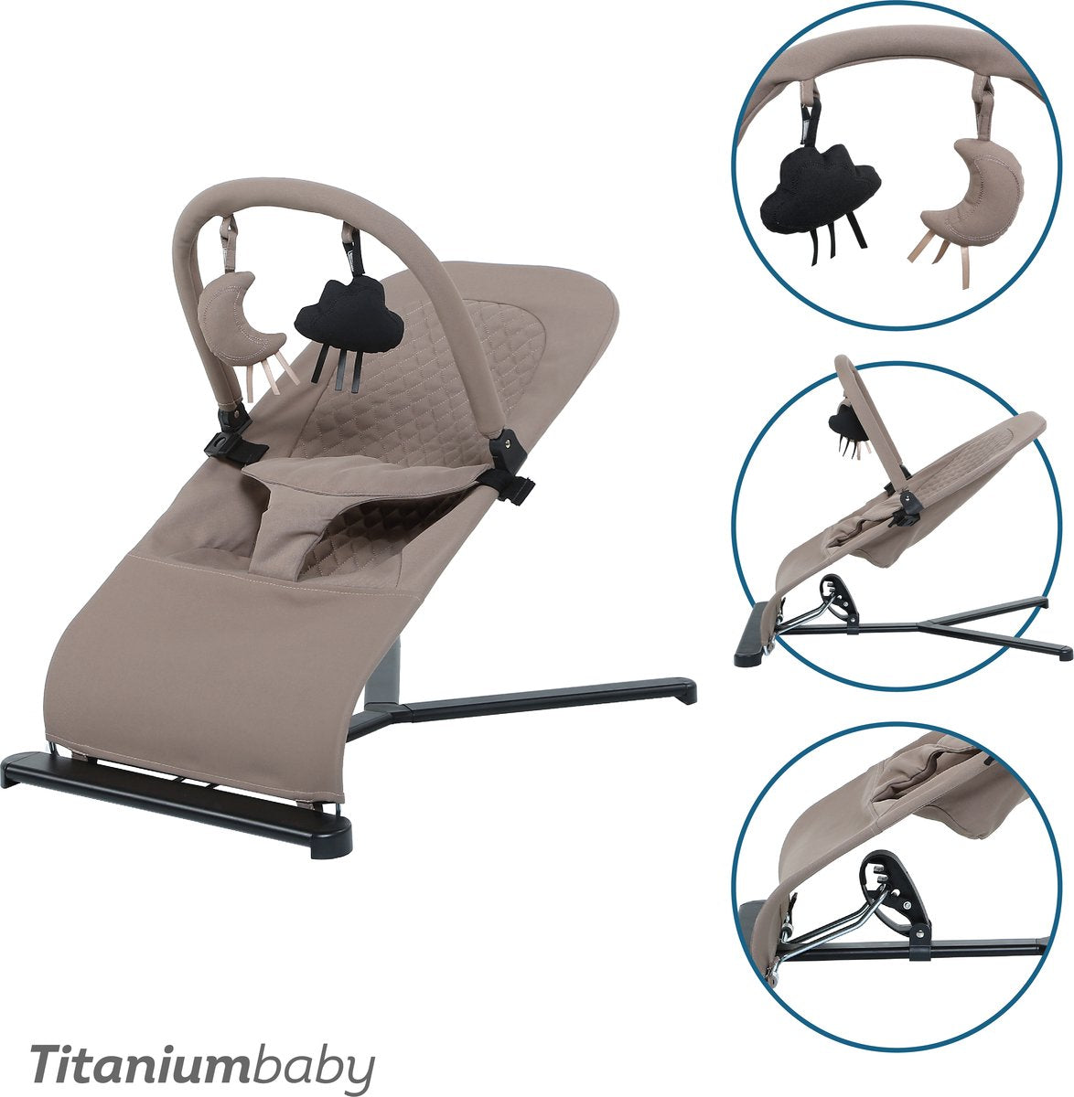 Titanium Baby Titanium Babyschaukelstuhl Solid Suzy Lush Taupe inklusive Spielbogen
