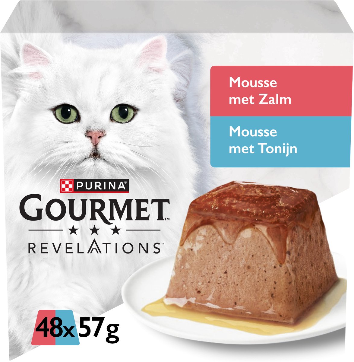 Gourmet Revelations Mousse – Nassfutter für Katzen – Lachs-Thunfisch – 48 x 57 g