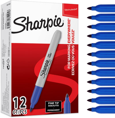 Permanentmarker Sharpie, feine Spitze, blau, 12 Stück
