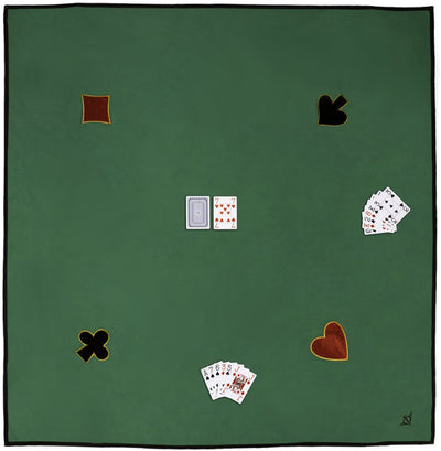 Engelhart Kartenteppich – 120 x 120 cm – 100 % Baumwolle – mit 4 Applikationen – waschbar – Spielteppich für Kartenspiele und Spieleabende –