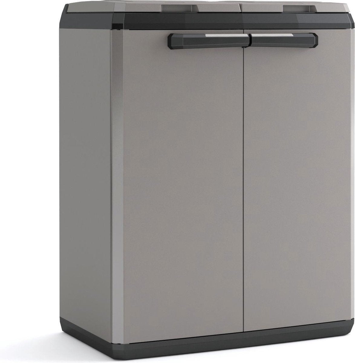 Keter geteilter Basic-Recyclingbehälter für den Außenbereich – 68 x 39 x 85 cm – grau schwarz