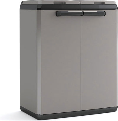 Keter geteilter Basic-Recyclingbehälter für den Außenbereich – 68 x 39 x 85 cm – grau schwarz
