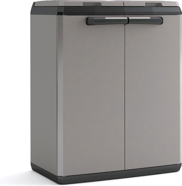 Keter geteilter Basic-Recyclingbehälter für den Außenbereich – 68 x 39 x 85 cm – grau schwarz