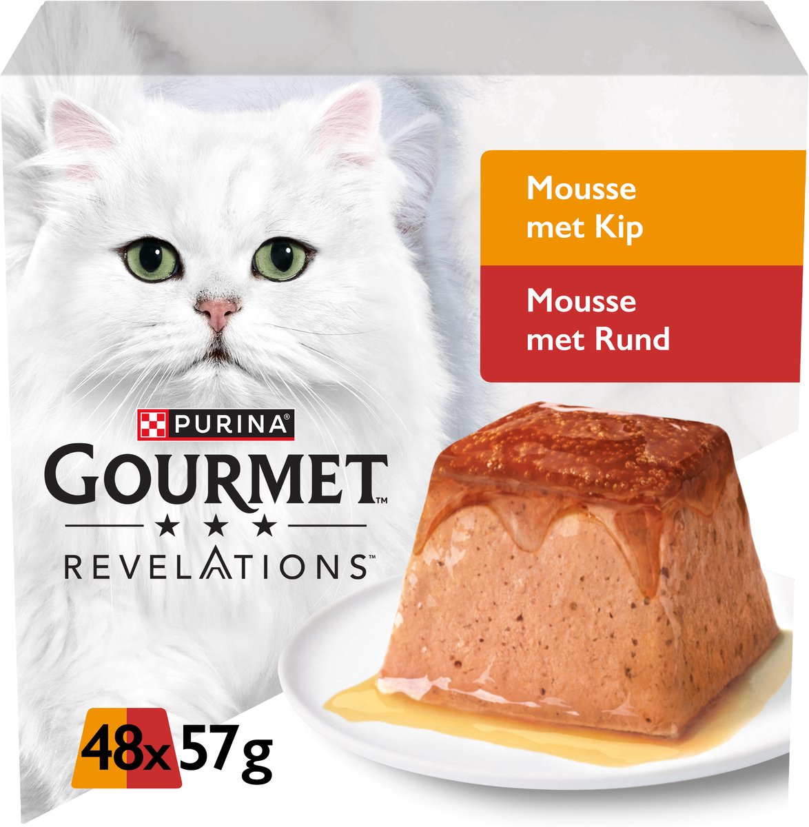 Gourmet Revelations Mousse – Nassfutter für Katzen – Huhn, Rind – 48 x 57 g