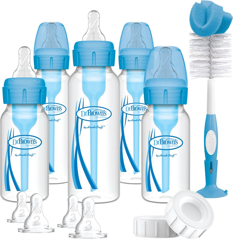 Dr. Brown's Options+ Anti-Kolik-Starterset – Enghalsflasche – Blau