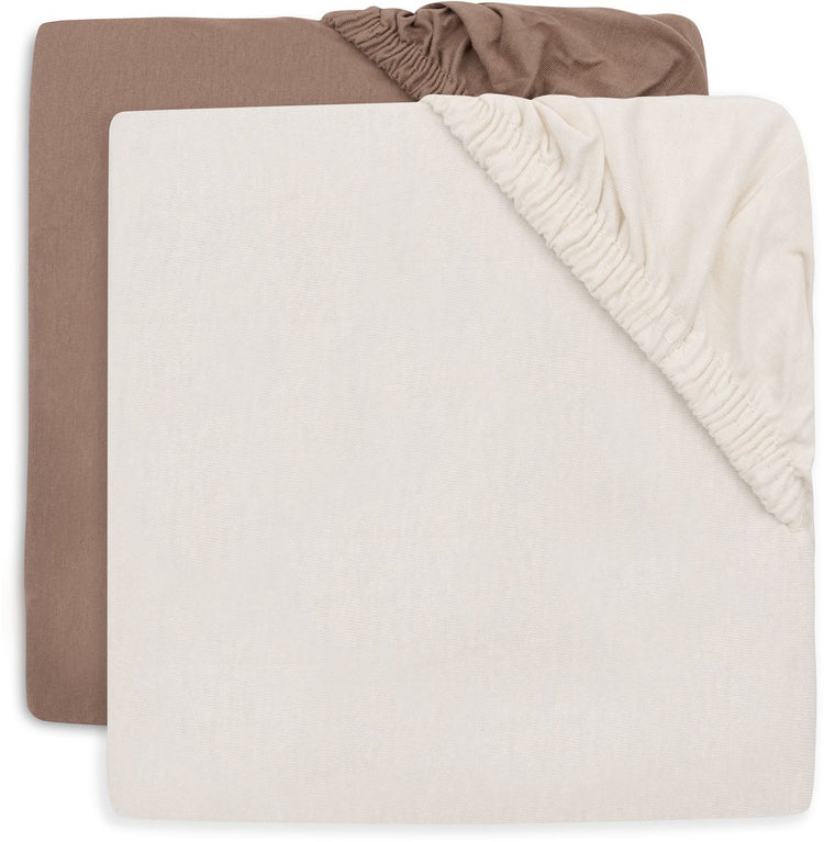Jollein Spannbettlaken für Bett – 70 75 x 140 150 cm – Jersey – Milchkaffee-Elfenbein