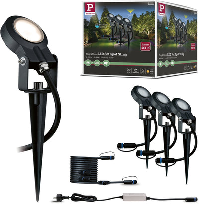 Paulmann Plug Shine LED Gartenstrahler Sting Basisset IP67 3000K 3x6,4W 75VA Anthrazit