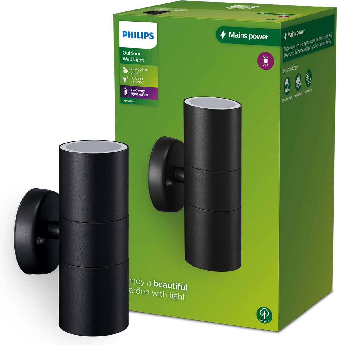 Philips LED Philips Kylis Wandstrahler – Schwarz – 2 x GU10-Fassung