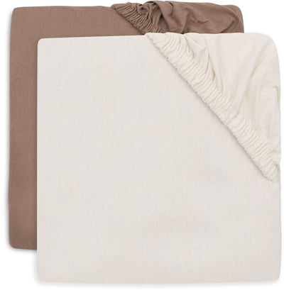 Jollein Spannbettlaken für Bett – 70 75 x 140 150 cm – Jersey – Milchkaffee-Elfenbein