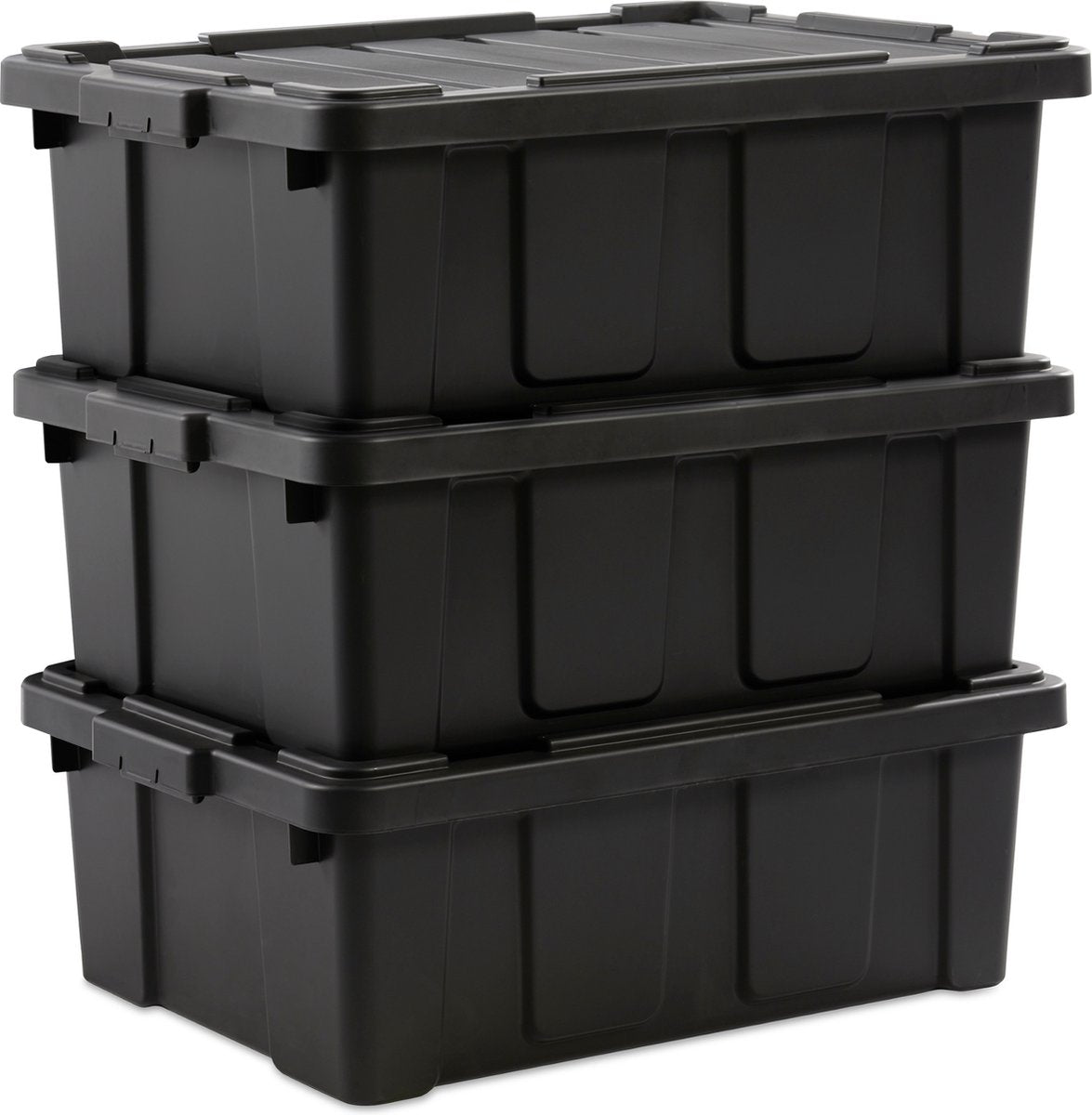 Iris Power Box robuste Aufbewahrungsbox – 43l – 100 % recycelter Kunststoff – Schwarz – 3er-Set