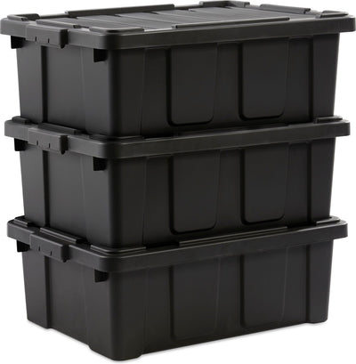 Iris Power Box robuste Aufbewahrungsbox – 43l – 100 % recycelter Kunststoff – Schwarz – 3er-Set