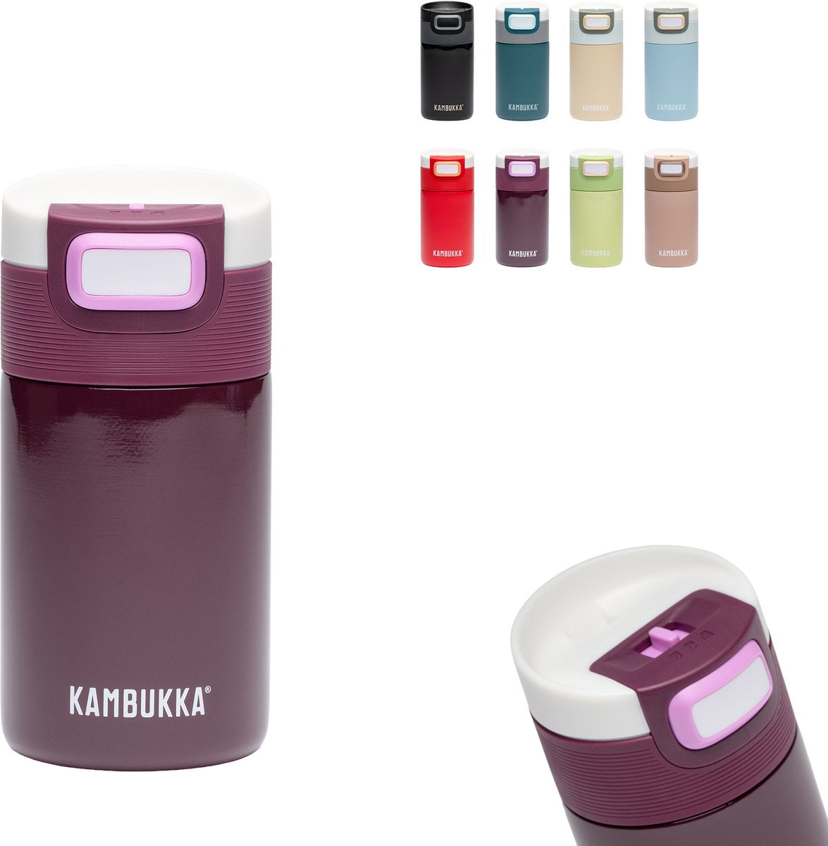 Kambukka Etna Thermobecher 300 ml – Kaffeetasse to go – leicht zu reinigen – auslaufsicherer Kaffeebecher – Teebecher – Reisebecher – Kirschlack lila