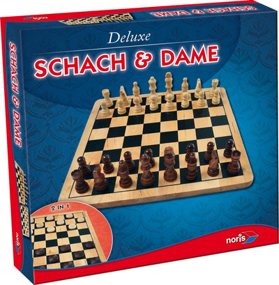 Noris Schach und Dame Deluxe Holz 2-in-1 – Brettspiel