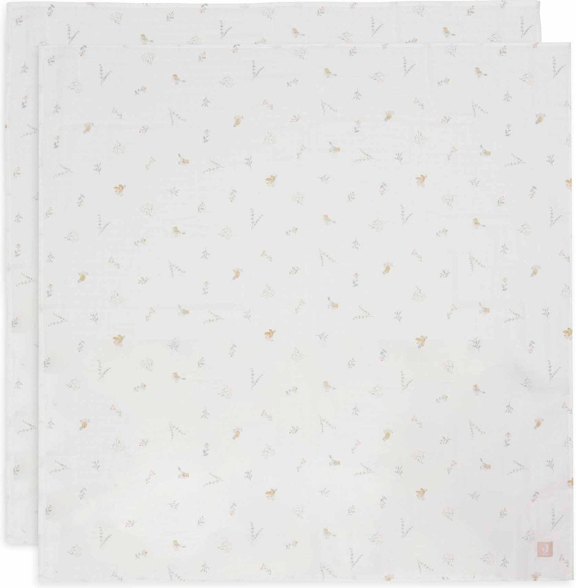 Jollein – hydrophiles Tuch groß 115 x 115 cm – Wickeltuch – weiche Baumwolle – 2 Stück – schöne Vögel