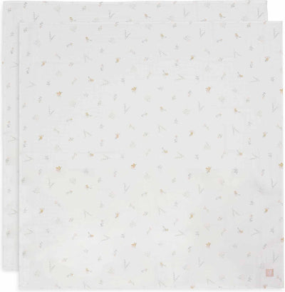 Jollein – hydrophiles Tuch groß 115 x 115 cm – Wickeltuch – weiche Baumwolle – 2 Stück – schöne Vögel