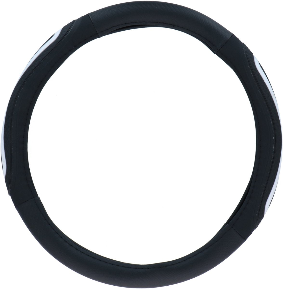 Dunlop Lenkradbezug Auto 38 cm – passend für Lenkräder 37–39 cm – angenehmer Griff – rutschfest – Autodekoration – Kunstleder – Schwarz und Weiß