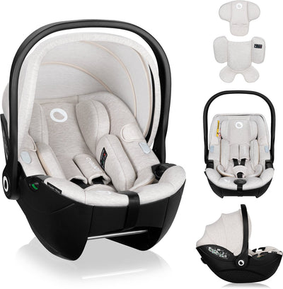 Lionelo Moxie i-Size – Autositz-Babytrage ab der Geburt – 40–87 cm – rückwärtsgerichtet (rwf) – Bambusstoff – Dri-Seat – leicht 4,3 kg – Isofix-kompatibel – Memory-Schaum – Magnetgurte – Sonnendach – verstellbare Kopfstütze