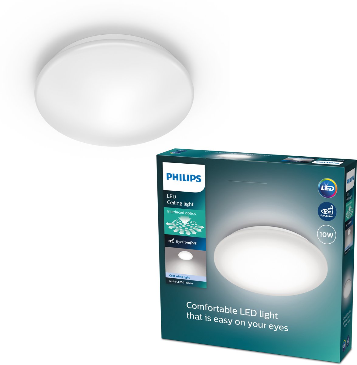 Philips LED Philips Moire Deckenleuchte – kaltweißes Licht – mittel