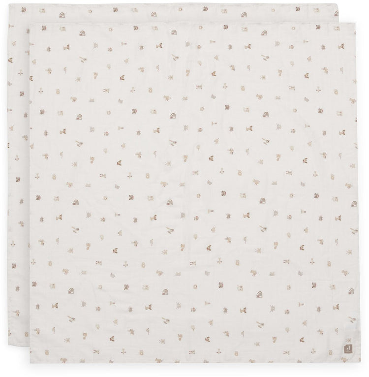 Jollein hydrophiles Tuch groß – 115 x 115 cm – Tierfreunde – 2 Stück