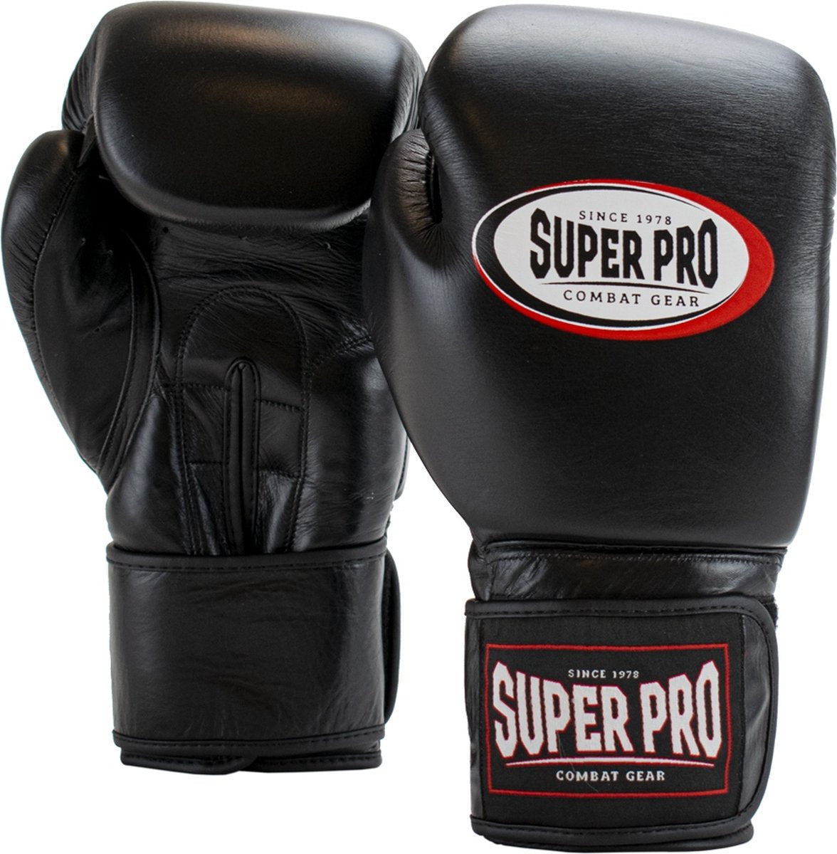 Super Pro Combat Gear Thai-Pro Leder (Thai) Boxhandschuhe schwarz 14oz